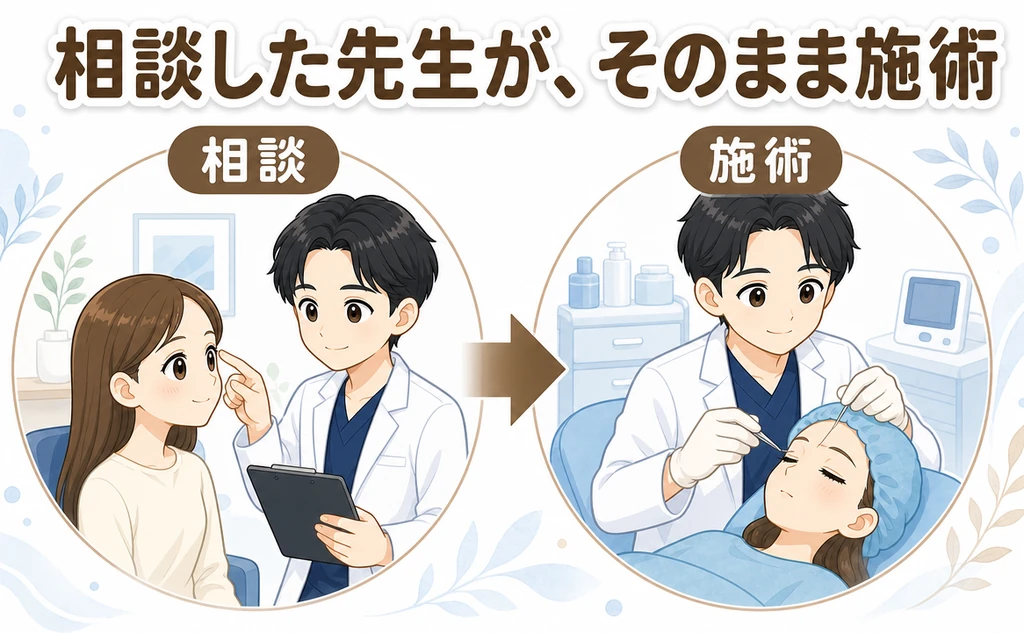 相談した医師がそのまま施術する流れ