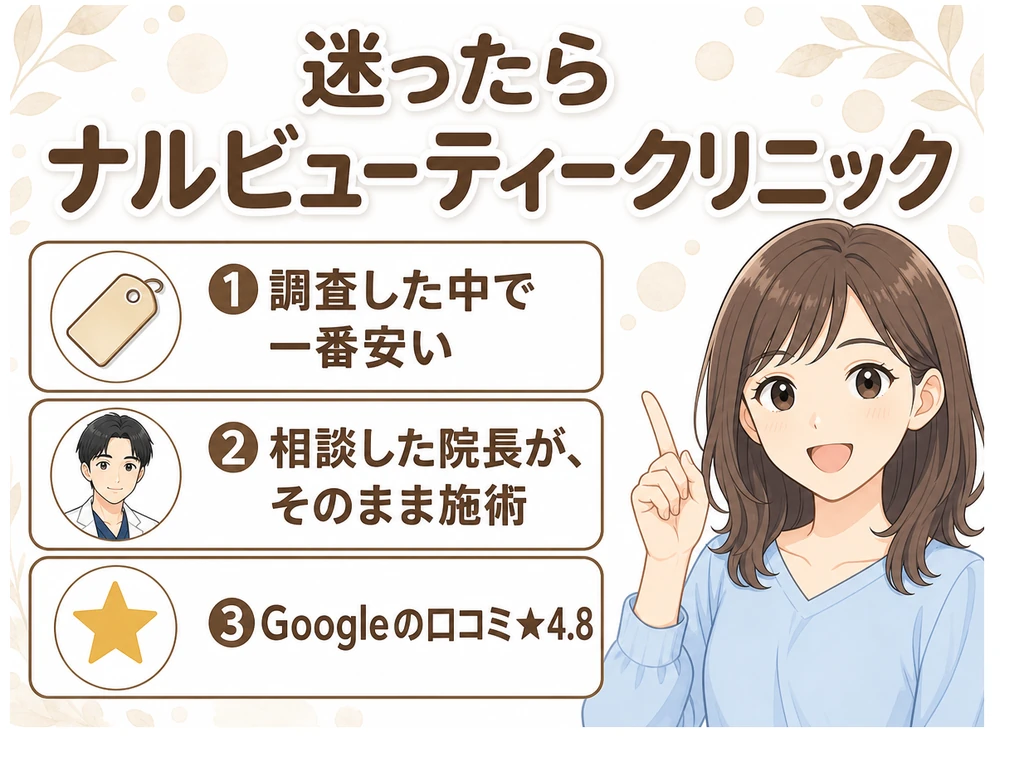迷ったらナルビューティークリニック(理由3つのカード)